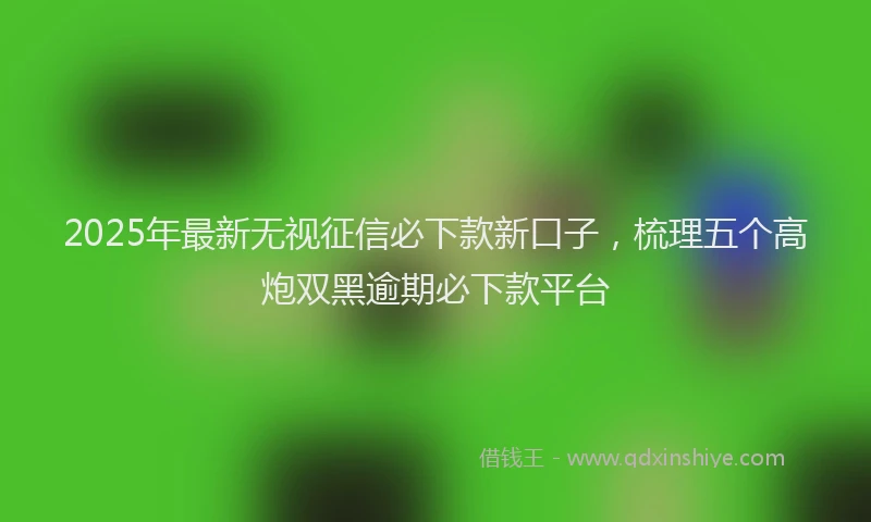 2025年最新无视征信必下款新口子，梳理五个高炮双黑逾期必下款平台