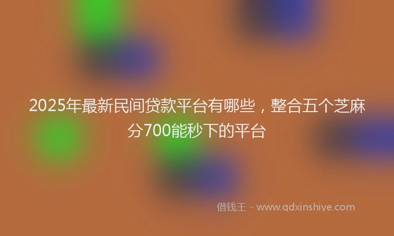 2025年最新民间贷款平台有哪些，整合五个芝麻分700能秒下的平台