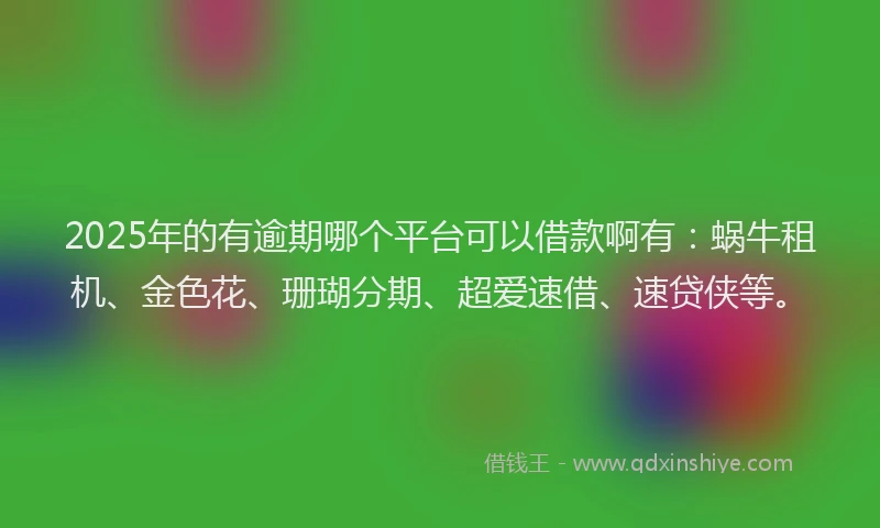 2025年的有逾期哪个平台可以借款啊有：蜗牛租机、金色花、珊瑚分期、超爱速借、速贷侠等。