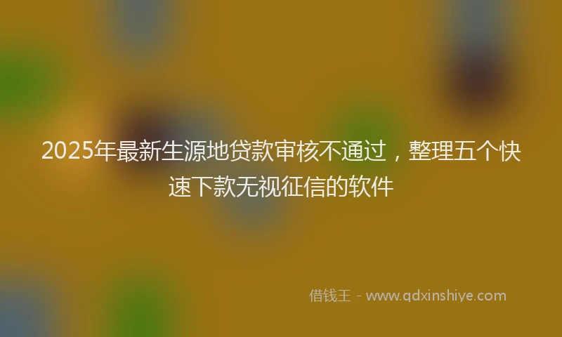 2025年最新生源地贷款审核不通过，整理五个快速下款无视征信的软件