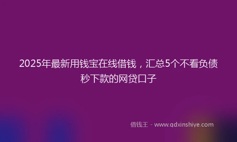 2025年最新用钱宝在线借钱，汇总5个不看负债秒下款的网贷口子