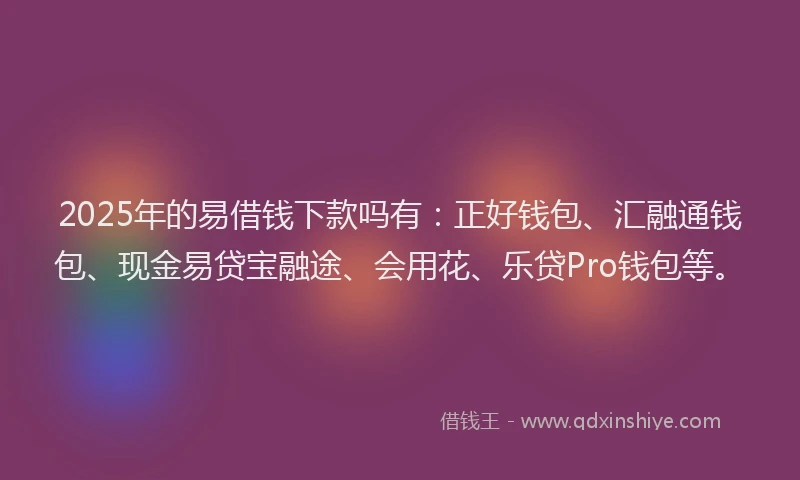 2025年的易借钱下款吗有：正好钱包、汇融通钱包、现金易贷宝融途、会用花、乐贷Pro钱包等。
