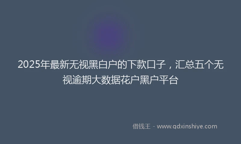 2025年最新无视黑白户的下款口子，汇总五个无视逾期大数据花户黑户平台