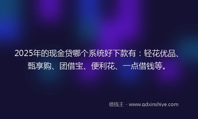 2025年的现金贷哪个系统好下款有：轻花优品、甄享购、团借宝、便利花、一点借钱等。