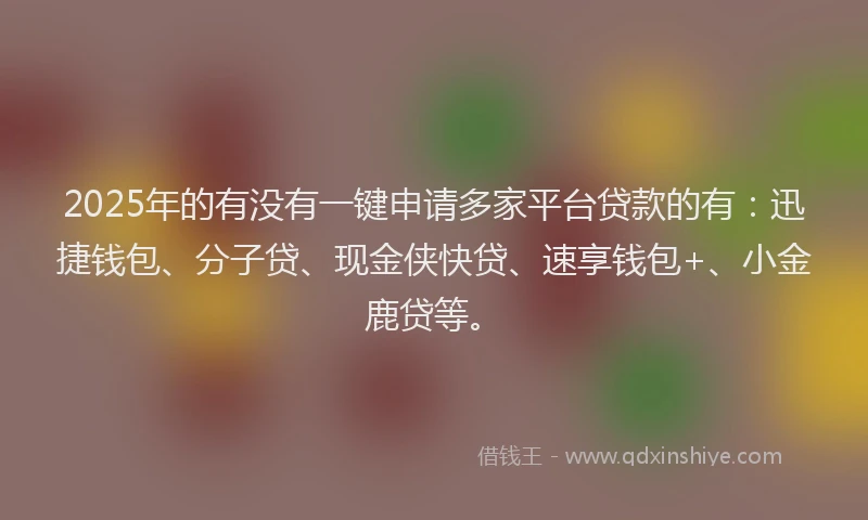 2025年的有没有一键申请多家平台贷款的有：迅捷钱包、分子贷、现金侠快贷、速享钱包+、小金鹿贷等。