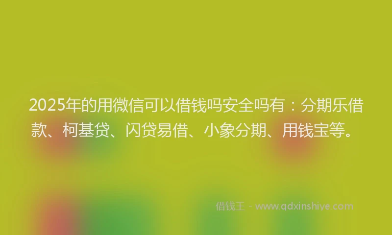2025年的用微信可以借钱吗安全吗有：分期乐借款、柯基贷、闪贷易借、小象分期、用钱宝等。