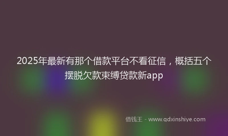 2025年最新有那个借款平台不看征信，概括五个摆脱欠款束缚贷款新app