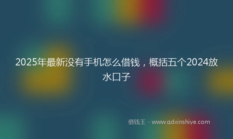 2025年最新没有手机怎么借钱，概括五个2024放水口子