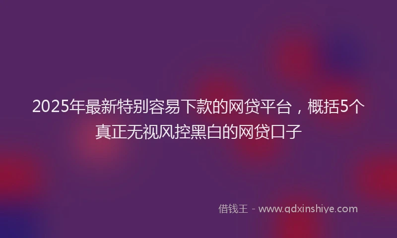 2025年最新特别容易下款的网贷平台，概括5个真正无视风控黑白的网贷口子