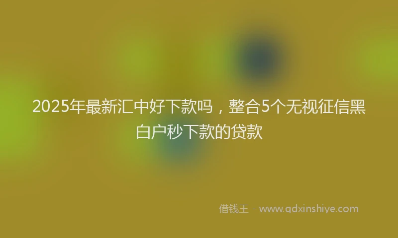 2025年最新汇中好下款吗，整合5个无视征信黑白户秒下款的贷款