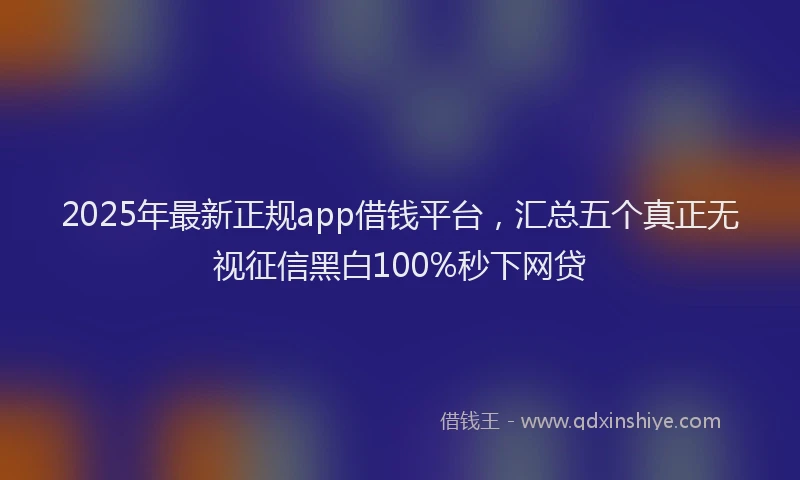 2025年最新正规app借钱平台，汇总五个真正无视征信黑白100%秒下网贷