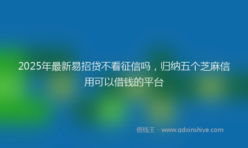 2025年最新易招贷不看征信吗，归纳五个芝麻信用可以借钱的平台