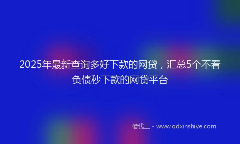 2025年最新查询多好下款的网贷，汇总5个不看负债秒下款的网贷平台