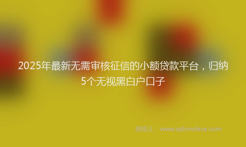 2025年最新无需审核征信的小额贷款平台，归纳5个无视黑白户口子