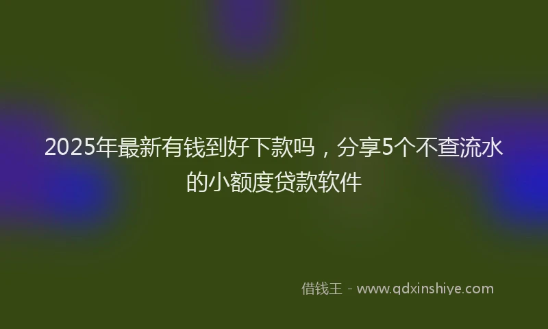 2025年最新有钱到好下款吗，分享5个不查流水的小额度贷款软件