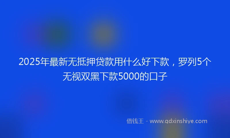 2025年最新无抵押贷款用什么好下款，罗列5个无视双黑下款5000的口子