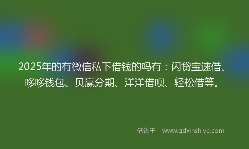2025年的有微信私下借钱的吗有：闪贷宝速借、哆哆钱包、贝赢分期、洋洋借呗、轻松借等。