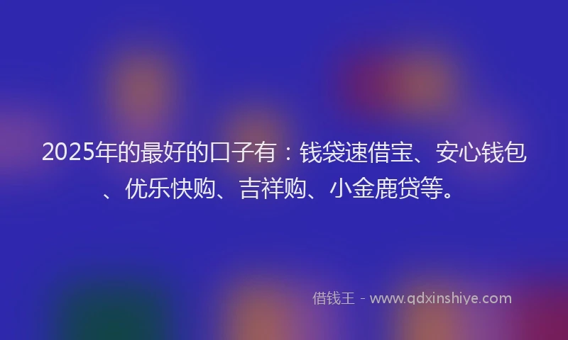 2025年的最好的口子有：钱袋速借宝、安心钱包、优乐快购、吉祥购、小金鹿贷等。