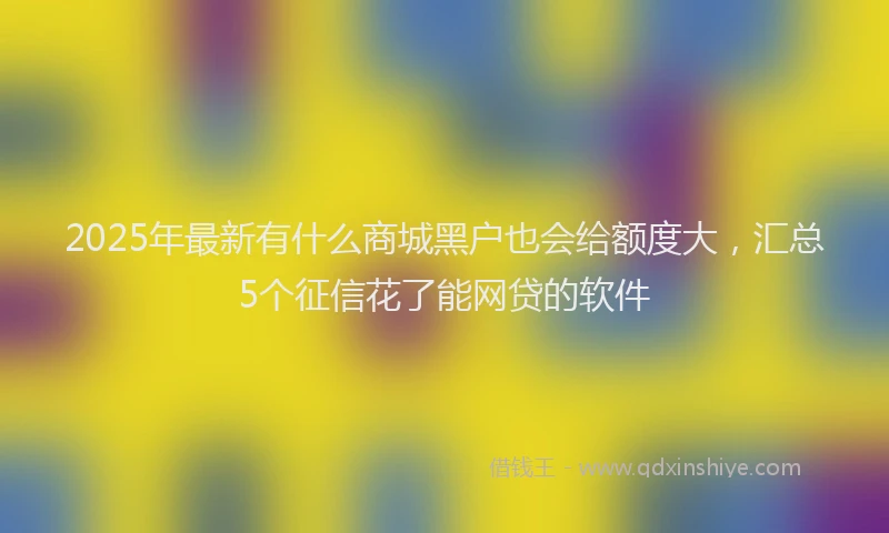 2025年最新有什么商城黑户也会给额度大，汇总5个征信花了能网贷的软件