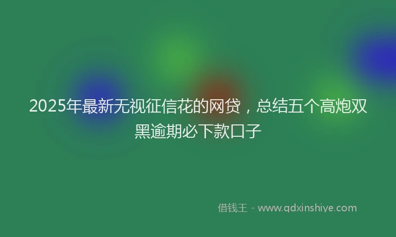 2025年最新无视征信花的网贷，总结五个高炮双黑逾期必下款口子