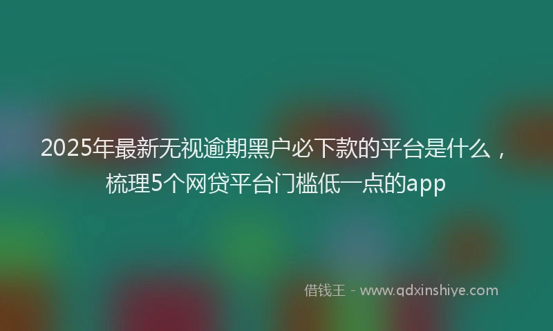 2025年最新无视逾期黑户必下款的平台是什么，梳理5个网贷平台门槛低一点的app