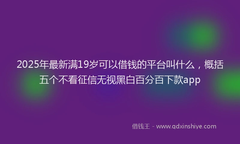 2025年最新满19岁可以借钱的平台叫什么，概括五个不看征信无视黑白百分百下款app