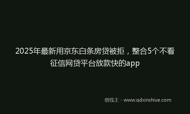 2025年最新用京东白条房贷被拒，整合5个不看征信网贷平台放款快的app