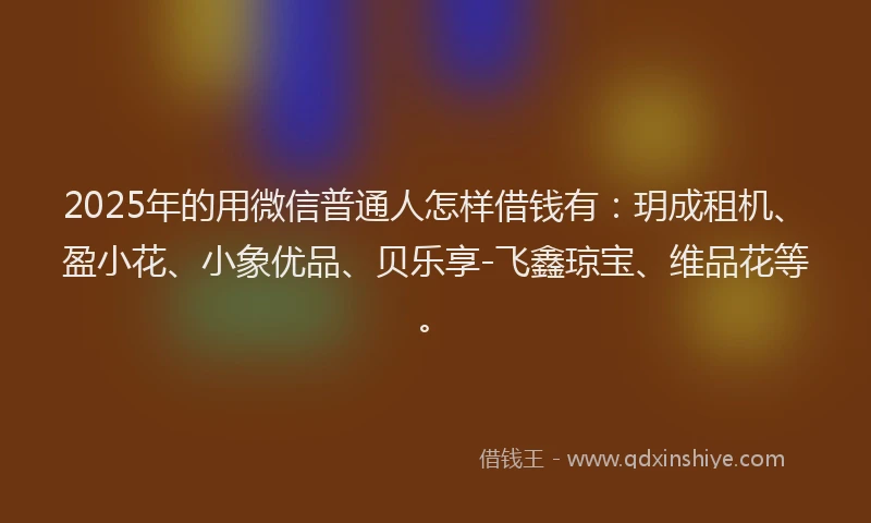 2025年的用微信普通人怎样借钱有：玥成租机、盈小花、小象优品、贝乐享-飞鑫琼宝、维品花等。