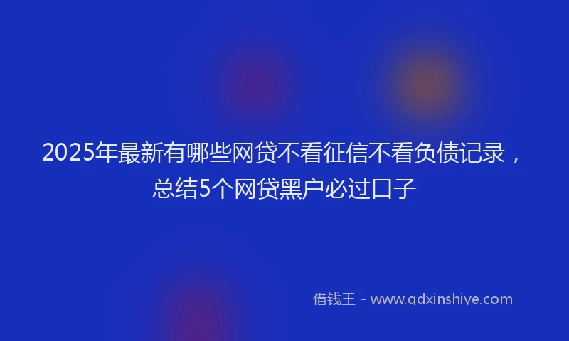 2025年最新有哪些网贷不看征信不看负债记录，总结5个网贷黑户必过口子