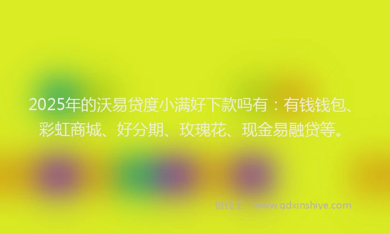 2025年的沃易贷度小满好下款吗有：有钱钱包、彩虹商城、好分期、玫瑰花、现金易融贷等。