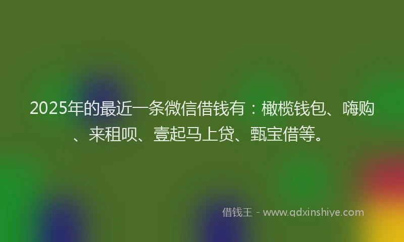 2025年的最近一条微信借钱有：橄榄钱包、嗨购、来租呗、壹起马上贷、甄宝借等。