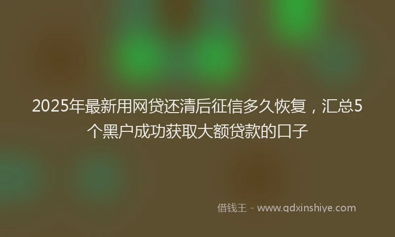2025年最新用网贷还清后征信多久恢复，汇总5个黑户成功获取大额贷款的口子
