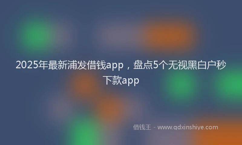 2025年最新浦发借钱app，盘点5个无视黑白户秒下款app