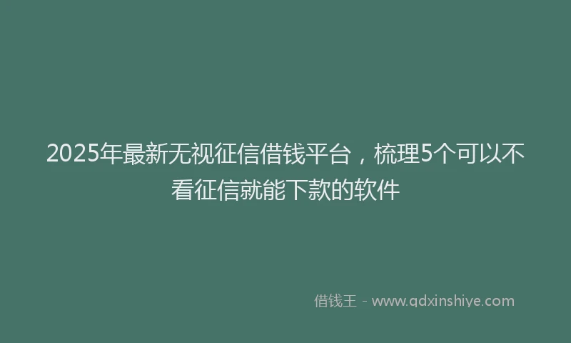 2025年最新无视征信借钱平台，梳理5个可以不看征信就能下款的软件