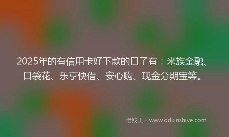 2025年的有信用卡好下款的口子有：米族金融、口袋花、乐享快借、安心购、现金分期宝等。