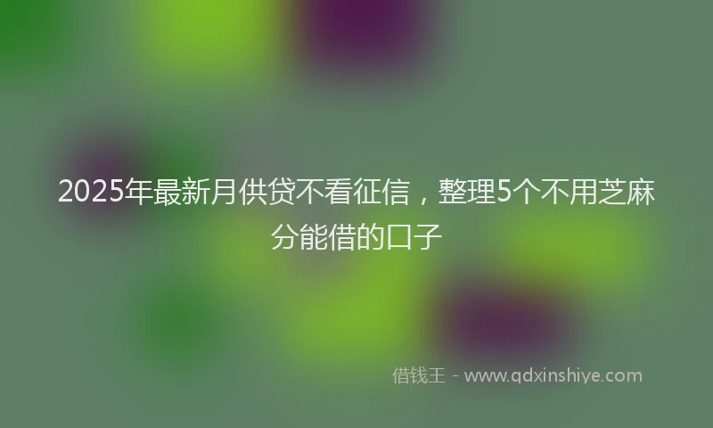 2025年最新月供贷不看征信，整理5个不用芝麻分能借的口子