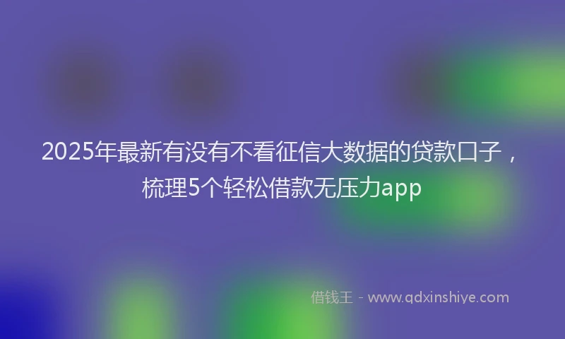 2025年最新有没有不看征信大数据的贷款口子，梳理5个轻松借款无压力app