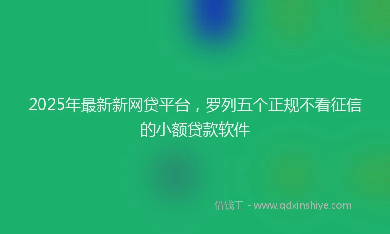 2025年最新新网贷平台，罗列五个正规不看征信的小额贷款软件