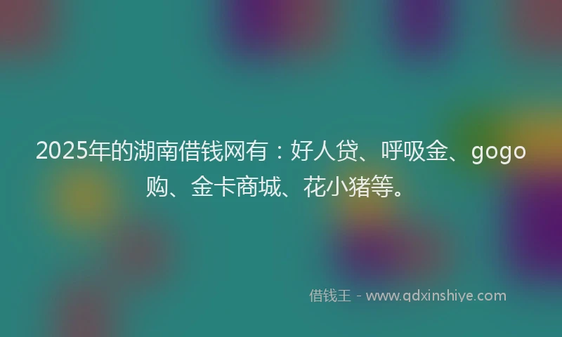 2025年的湖南借钱网有：好人贷、呼吸金、gogo购、金卡商城、花小猪等。