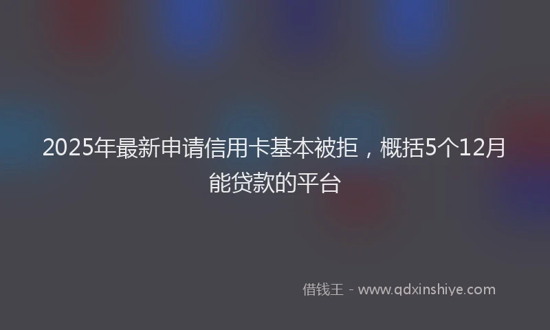 2025年最新申请信用卡基本被拒，概括5个12月能贷款的平台