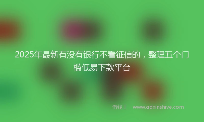 2025年最新有没有银行不看征信的，整理五个门槛低易下款平台
