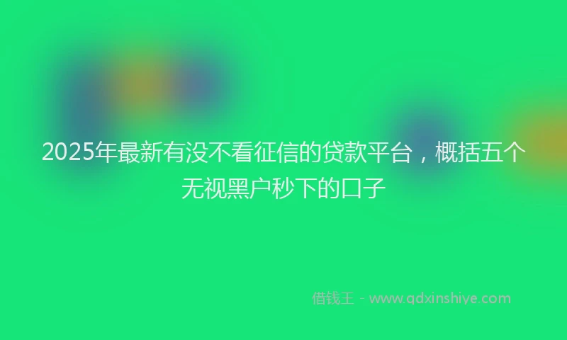 2025年最新有没不看征信的贷款平台，概括五个无视黑户秒下的口子