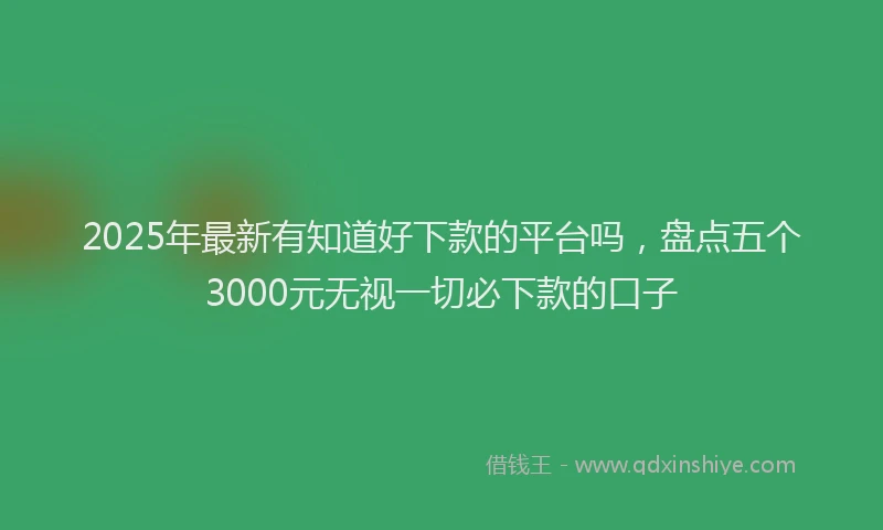 2025年最新有知道好下款的平台吗，盘点五个3000元无视一切必下款的口子
