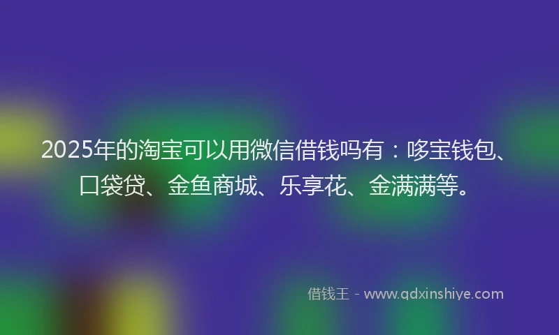 2025年的淘宝可以用微信借钱吗有：哆宝钱包、口袋贷、金鱼商城、乐享花、金满满等。