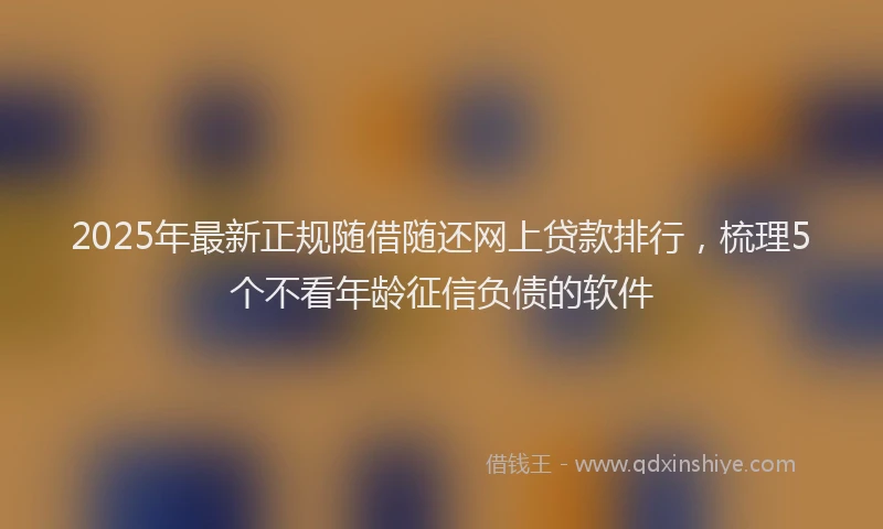 2025年最新正规随借随还网上贷款排行，梳理5个不看年龄征信负债的软件