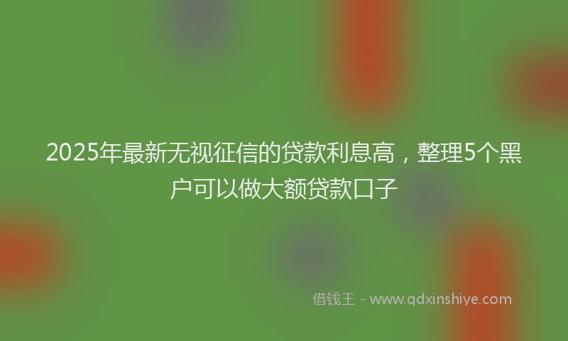 2025年最新无视征信的贷款利息高，整理5个黑户可以做大额贷款口子