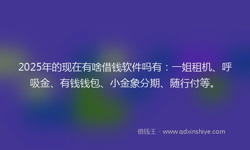 2025年的现在有啥借钱软件吗有：一姐租机、呼吸金、有钱钱包、小金象分期、随行付等。