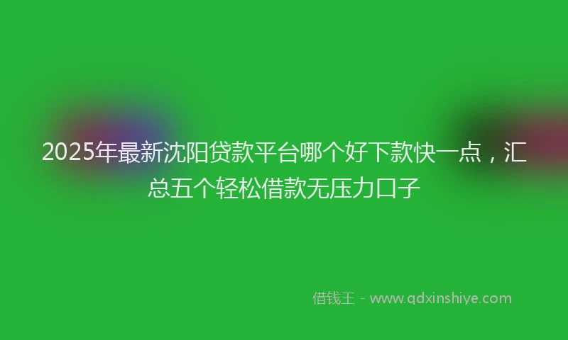 2025年最新沈阳贷款平台哪个好下款快一点，汇总五个轻松借款无压力口子