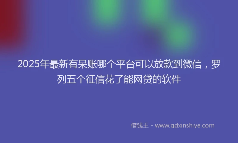 2025年最新有呆账哪个平台可以放款到微信，罗列五个征信花了能网贷的软件
