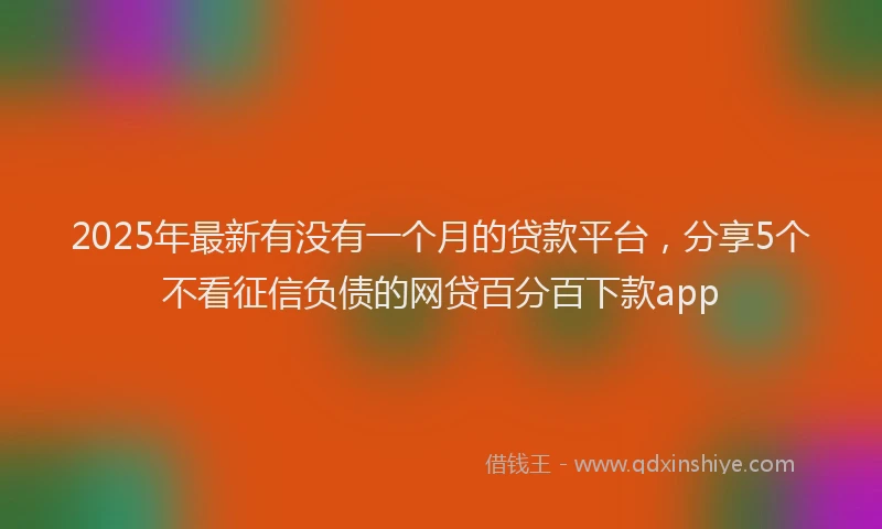 2025年最新有没有一个月的贷款平台，分享5个不看征信负债的网贷百分百下款app